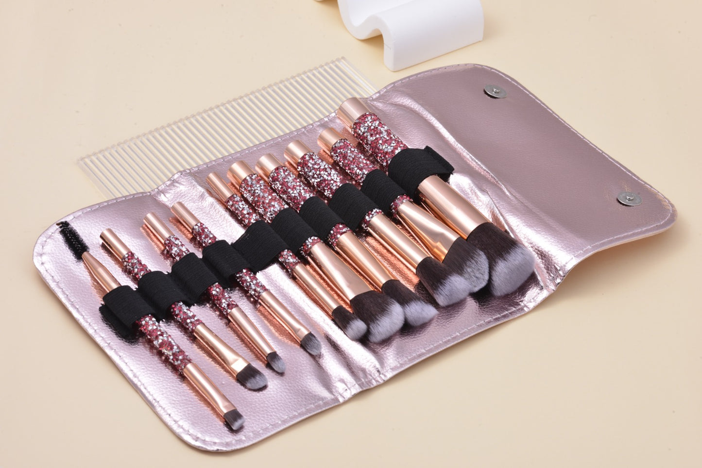 Gemstones Makeup Brush Purse Set